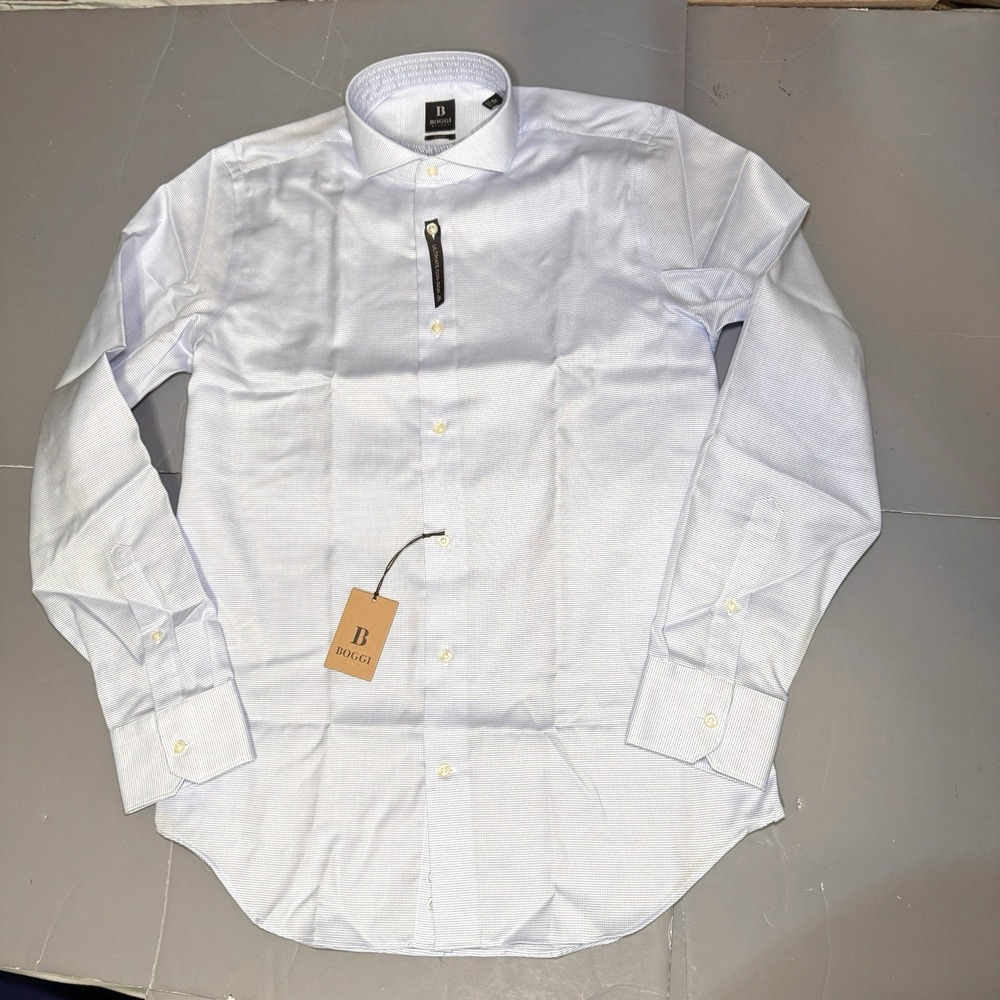 Boggi Milano Shirt 15 3/4 40 Ultimate Non Iron Dobby Napoli Collar Cotton Slim